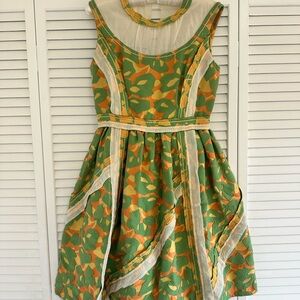 Prada Green and Orange Floral Dress